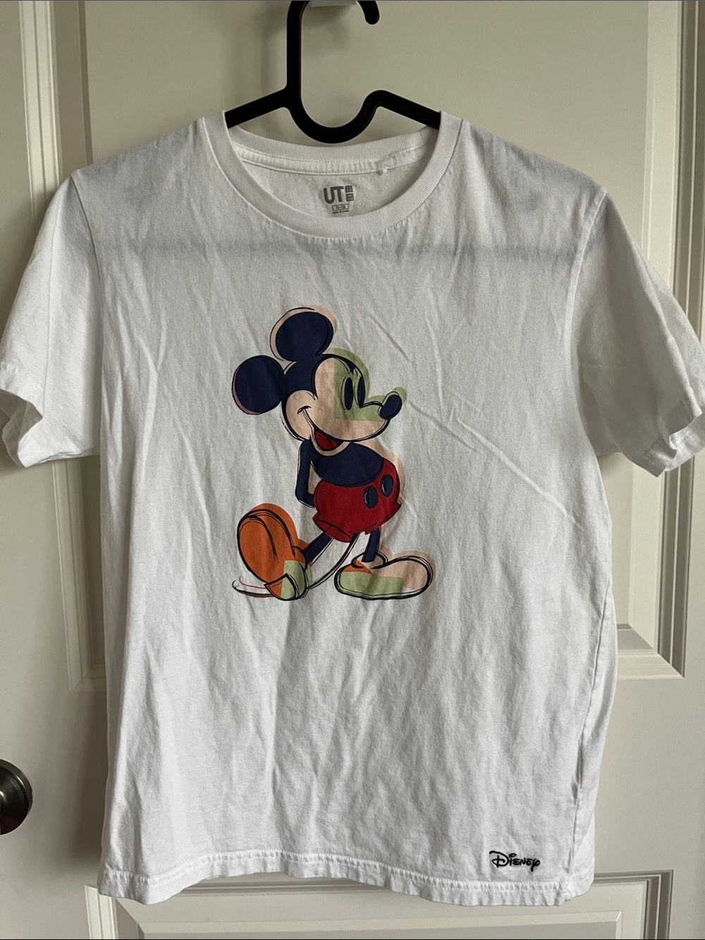 Uniqlo Disney White Tee with Colorful Mickey Mouse Graphic